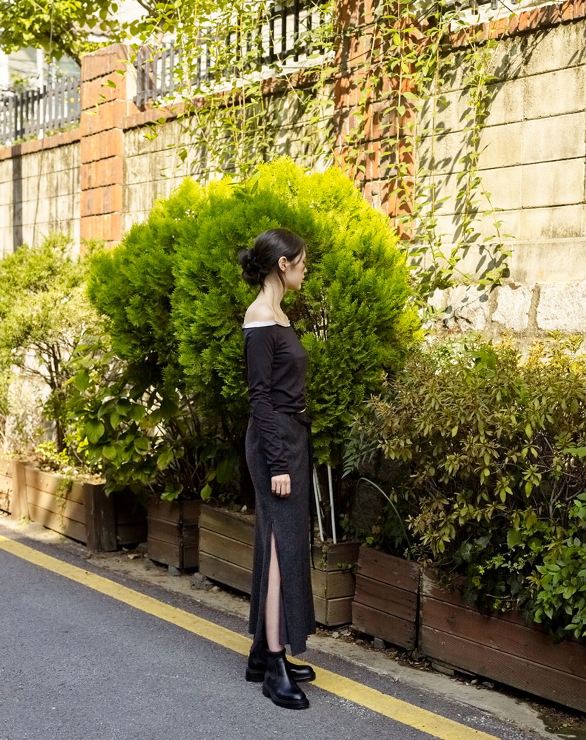 큐피도(KUPIDO) Lila Wool long skirt _ Charcoal