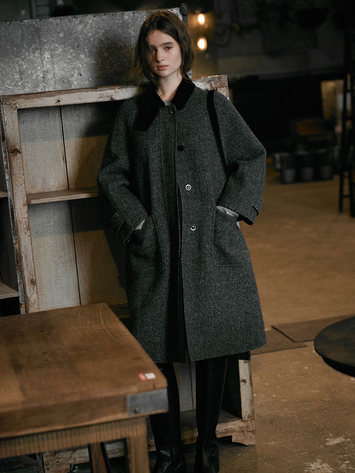 르니나(LENINA) GRACIELA premium wool handmade coat_CHARCOAL