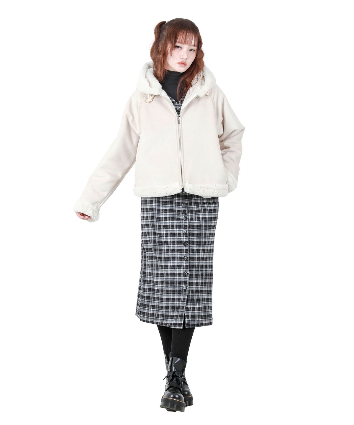 카타르시스(KATHARSIS) 후드 무스탕 아이보리 ONE SIZE