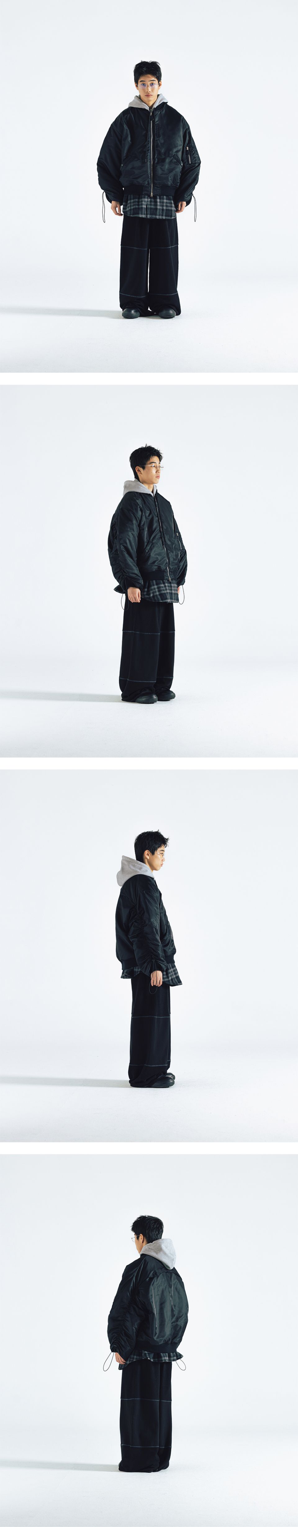 MUSINSA公式 | ANGLAN Bulky Shirring MA-1 Jacket - Black