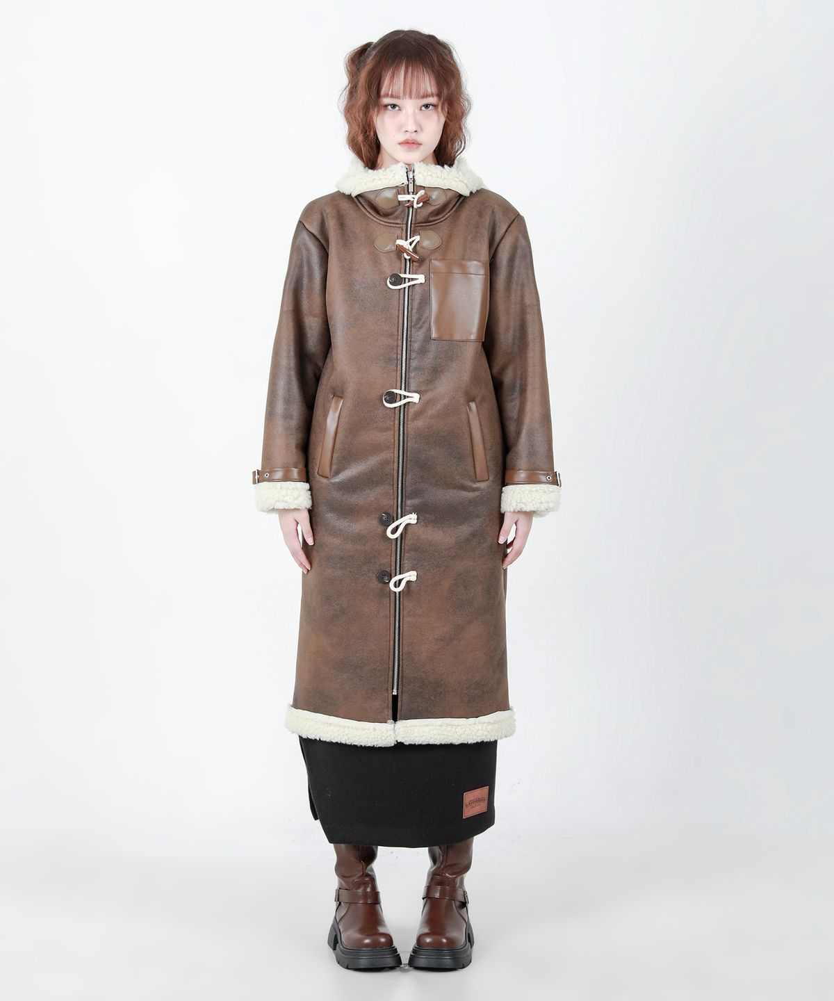 카타르시스(KATHARSIS) 빈티지 레더 롱 무스탕 카멜 ONE SIZE