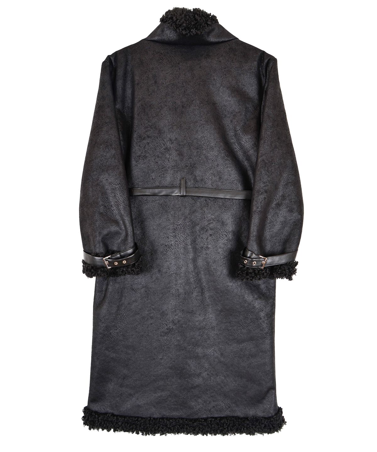 카타르시스(KATHARSIS) 빈티지 레더 롱 무스탕 블랙 ONE SIZE