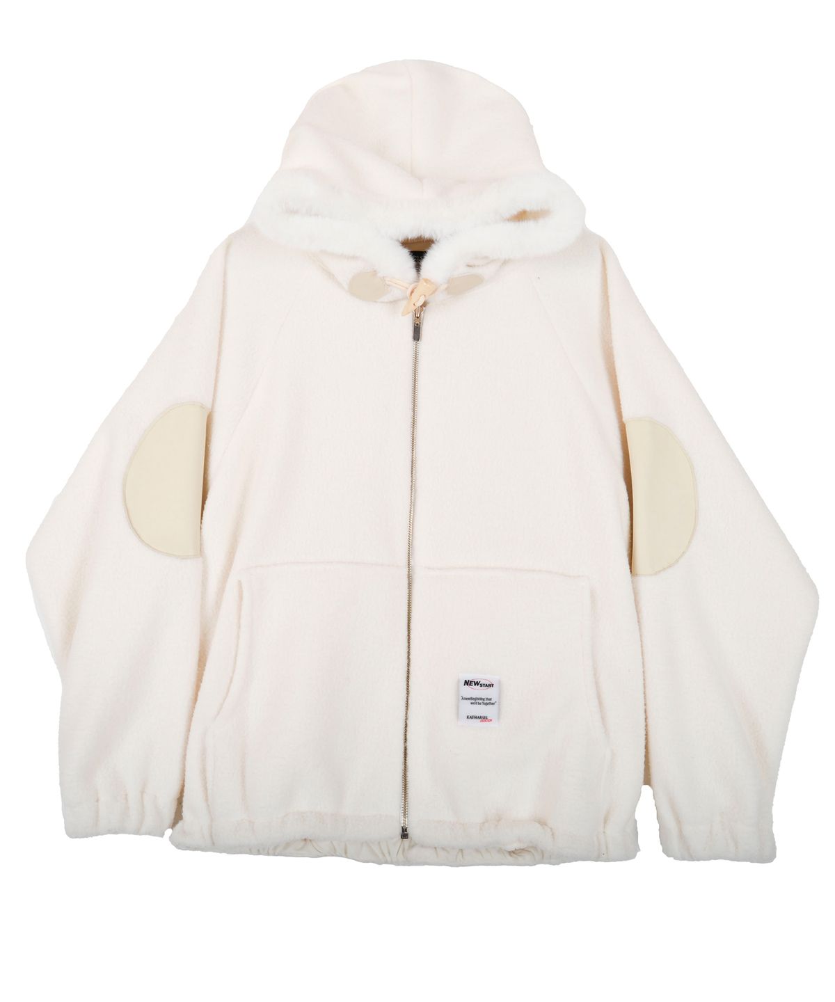 카타르시스(KATHARSIS) 플리스 패치 후드집업 아이보리 ONE SIZE