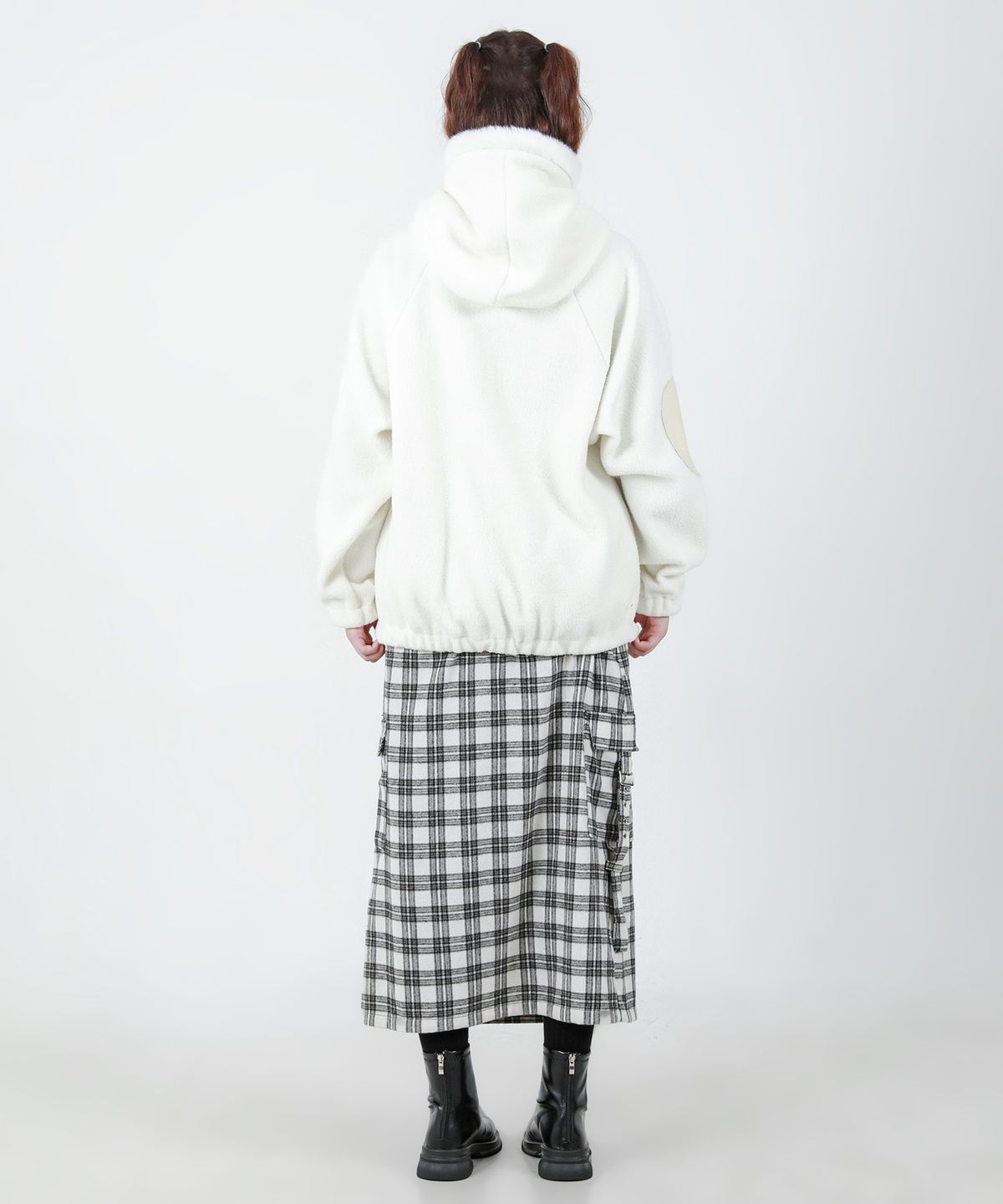 카타르시스(KATHARSIS) 플리스 패치 후드집업 아이보리 ONE SIZE