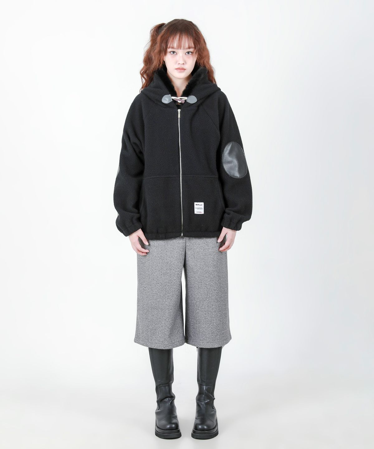 카타르시스(KATHARSIS) 플리스  패치 후드집업 블랙 ONE SIZE
