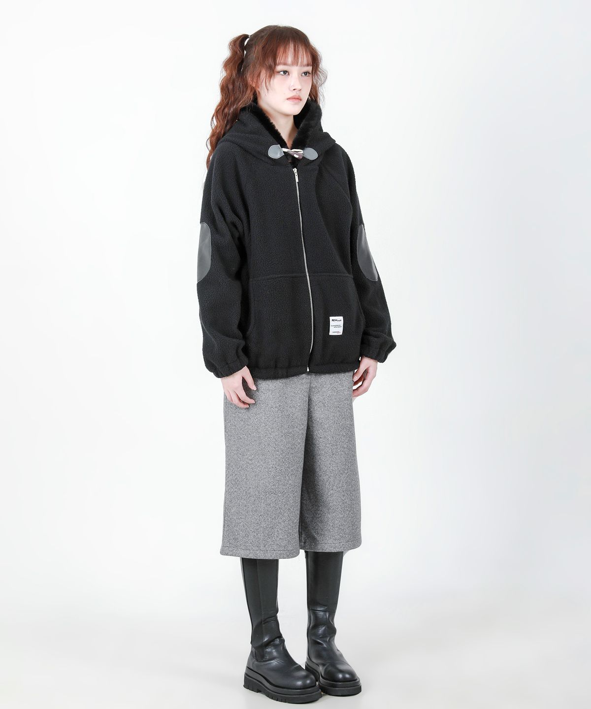 카타르시스(KATHARSIS) 플리스  패치 후드집업 블랙 ONE SIZE
