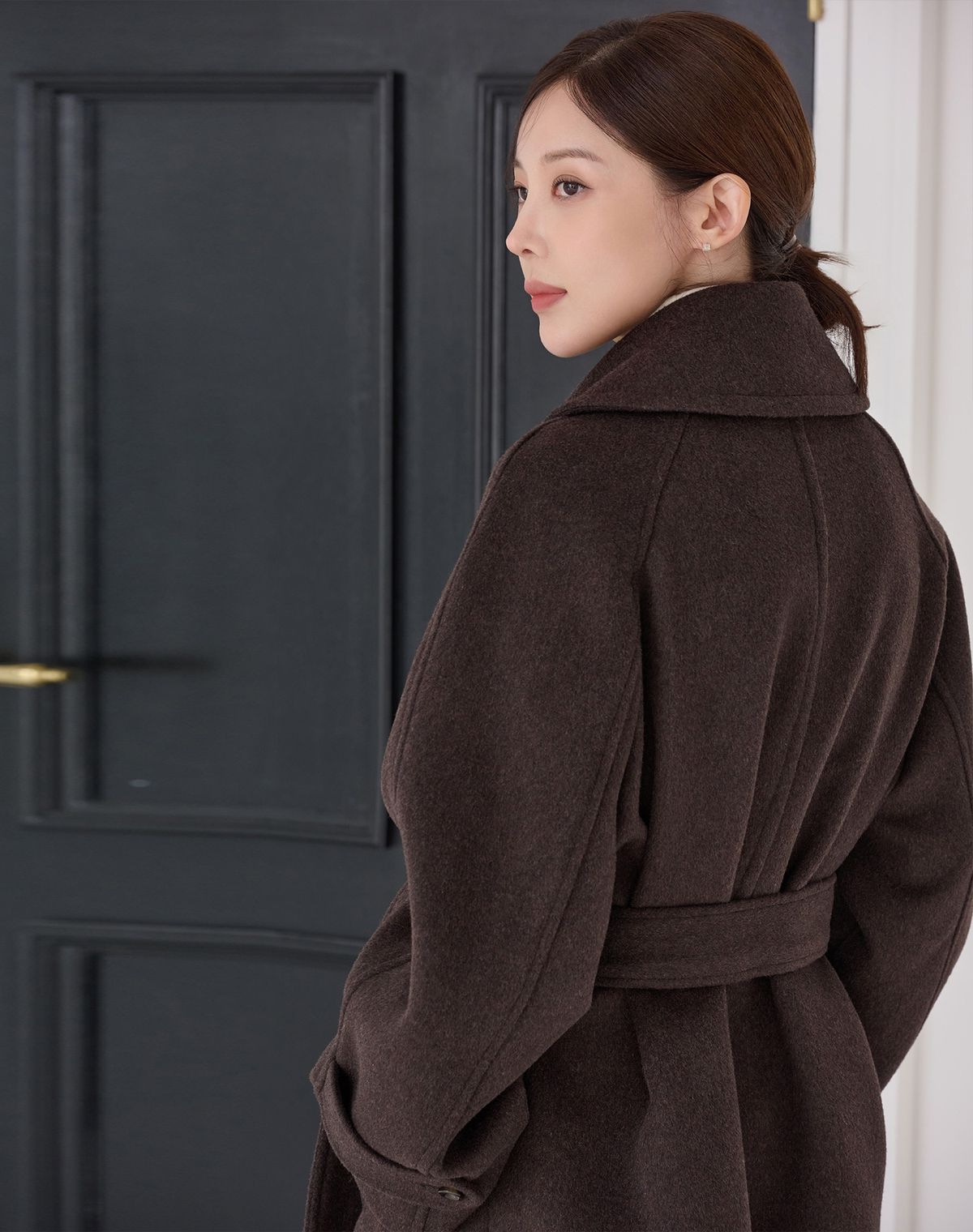 지에마르(GIEMAR) WIDE COLLAR WOOL HALF COAT BROWN 와이드 카라 울 하프 코트 브라운