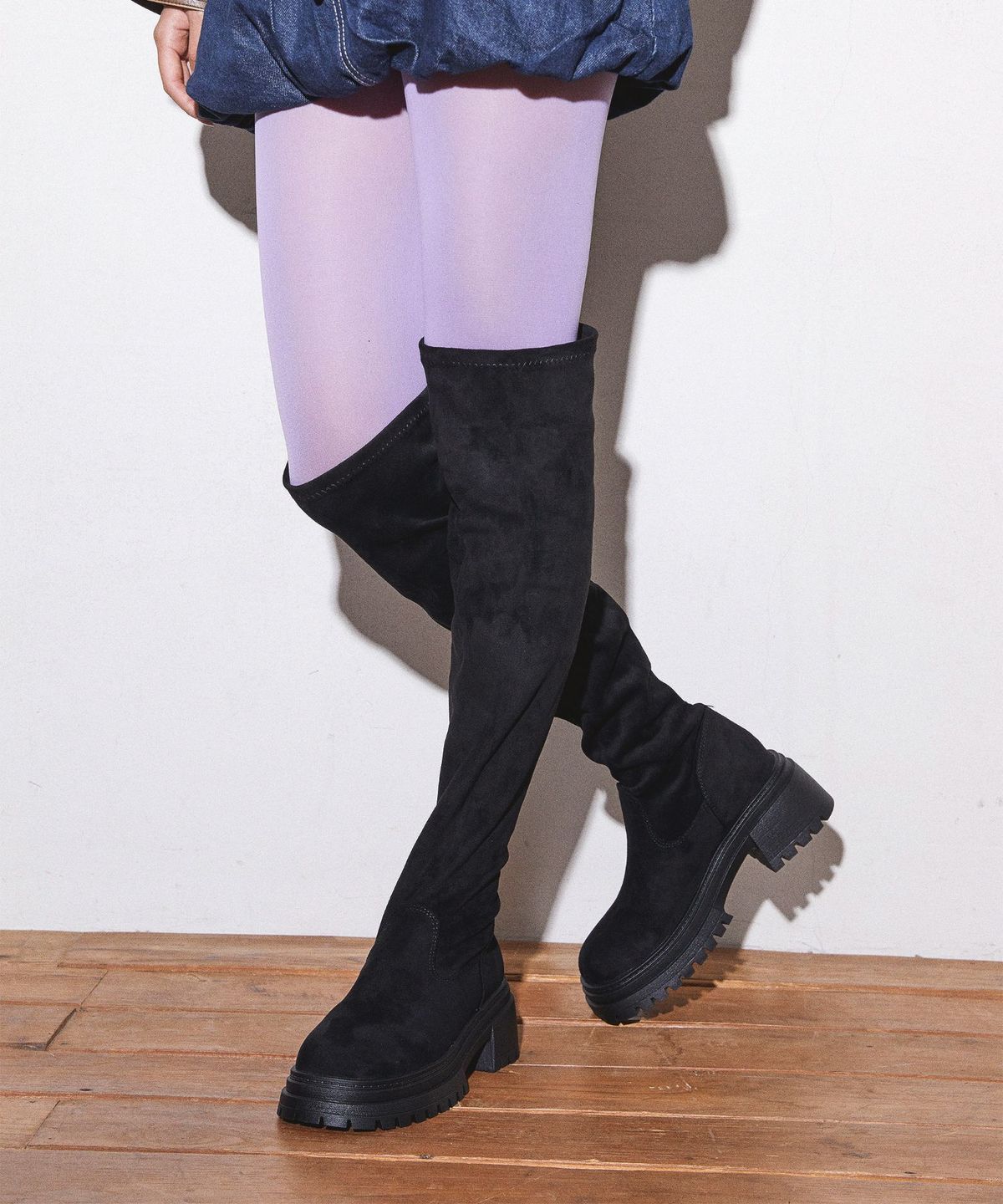 스퍼(SPUR) Slouchy Cy 플랫폼 하이 롱부츠 6cm -UA9057 (2color)