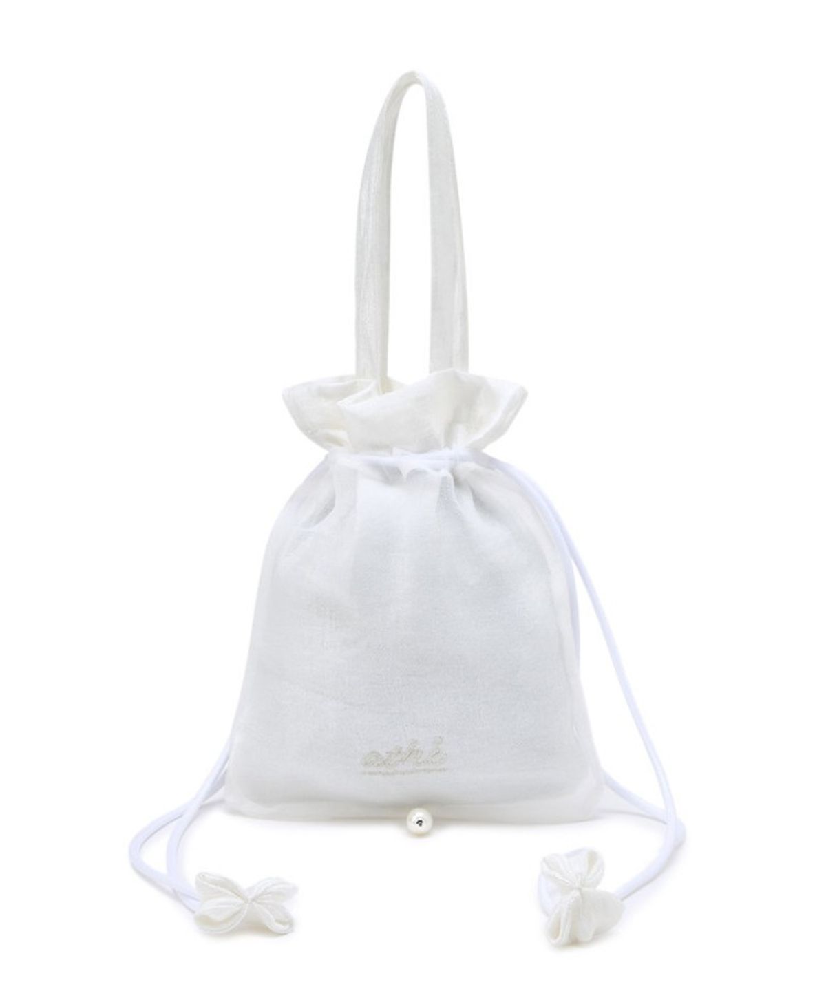 아떼 바네사브루노(ATHE VANESSABRUNO) [FRILL] 화이트 프릴 파우치 미니토트백 AAWA5E750WT