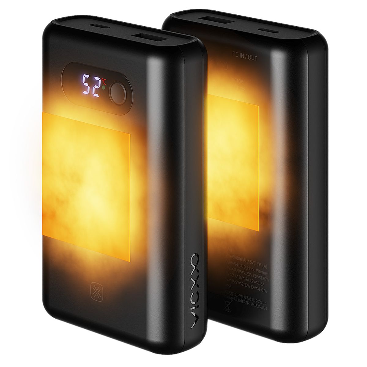 빅쏘(VICXXO) 잔량 온도표시 휴대용 충전식 손난로 보조배터리 큐란4 Q10 10000mAh