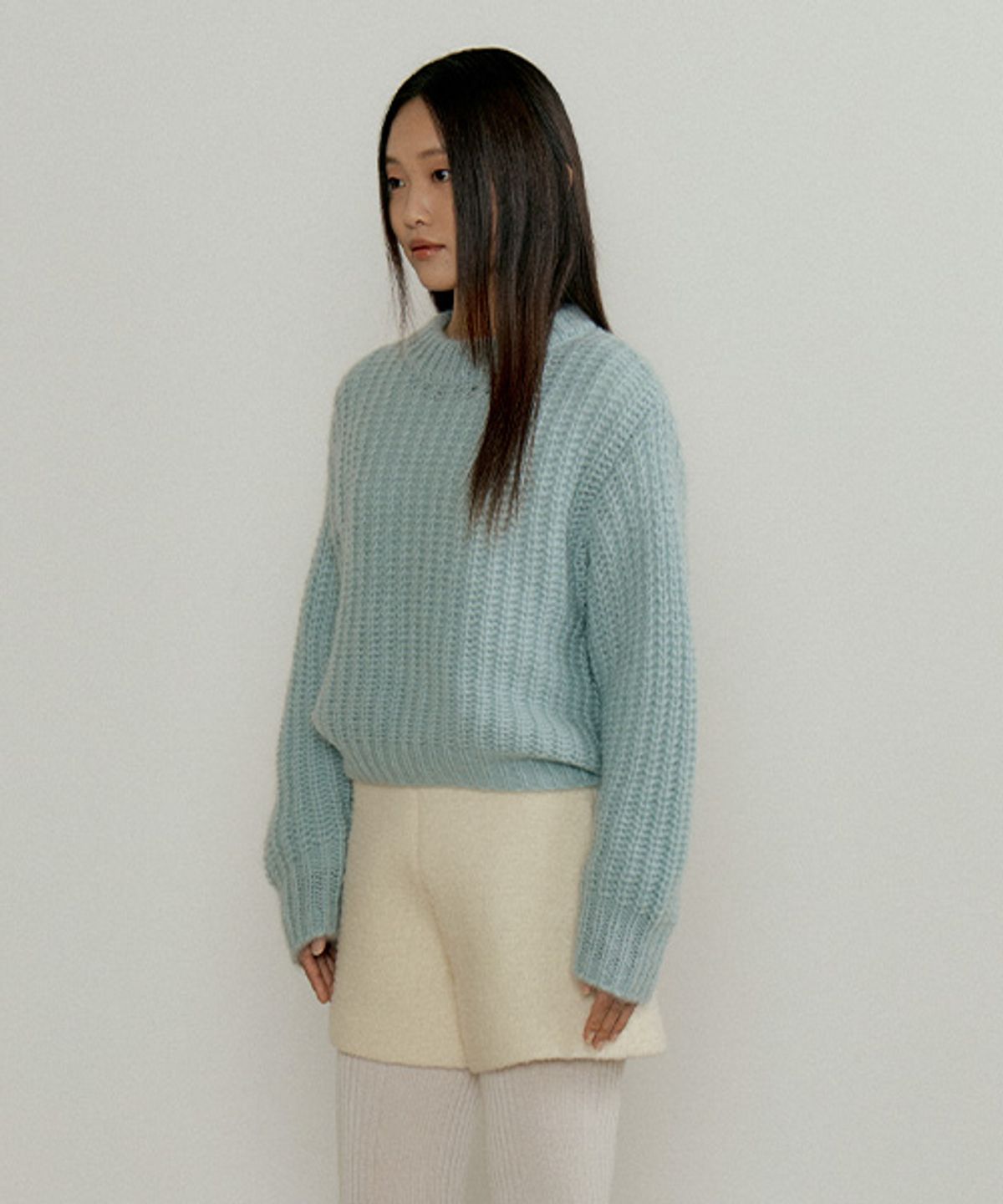 링서울(LINGSEOUL) kid mohair half neck knit-sky blue