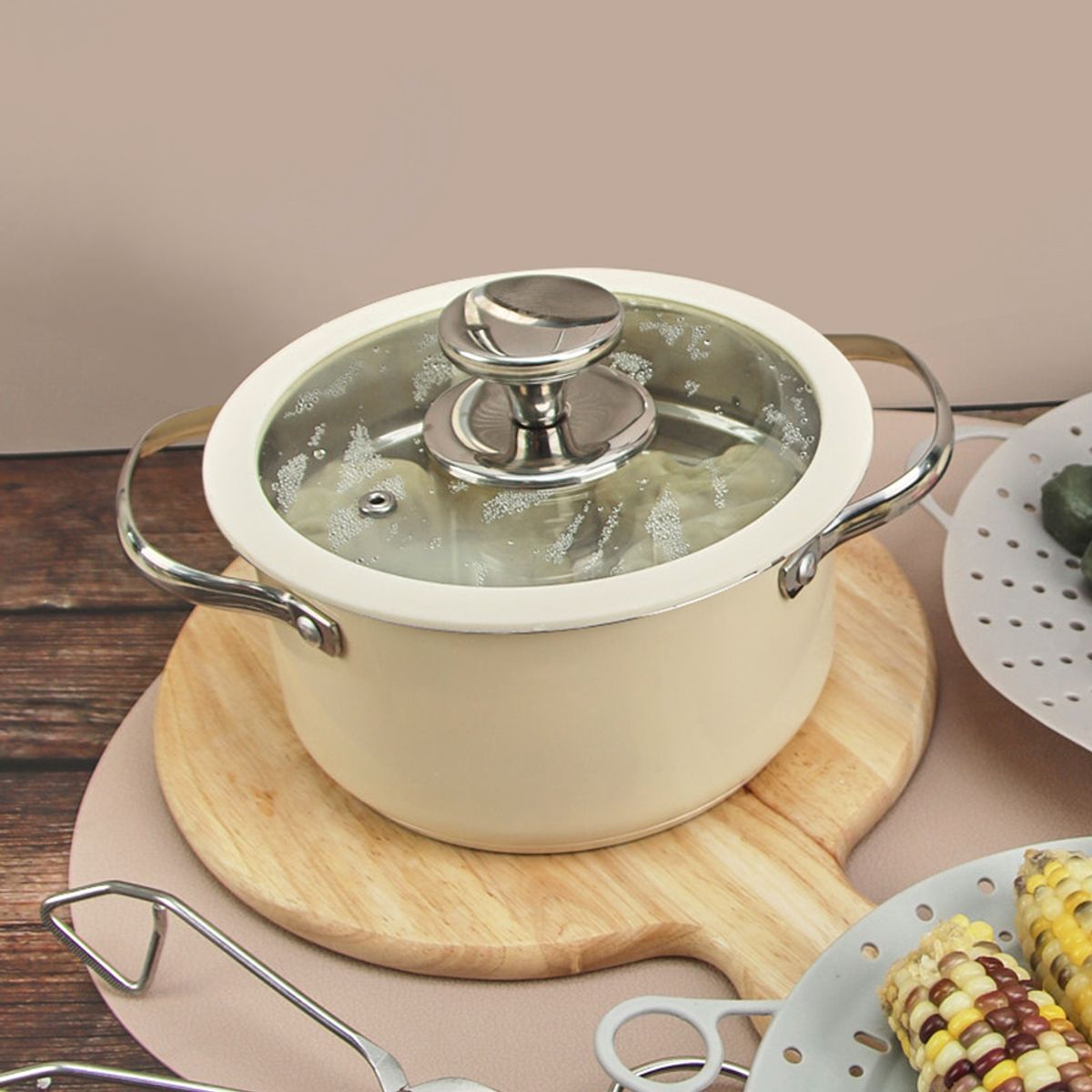 키친구(KITCHENGU) 스텐 2단 미니 찜냄비 만능 스티머 찜통 18cm