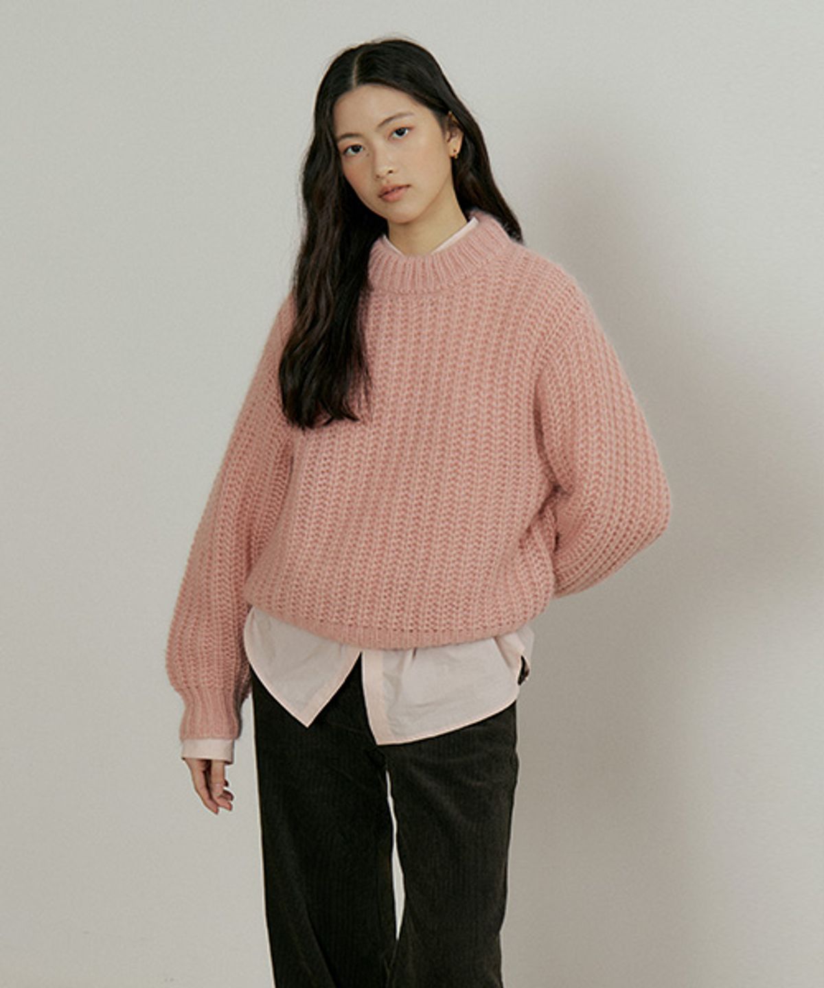 링서울(LINGSEOUL) kid mohair half neck knit-pink