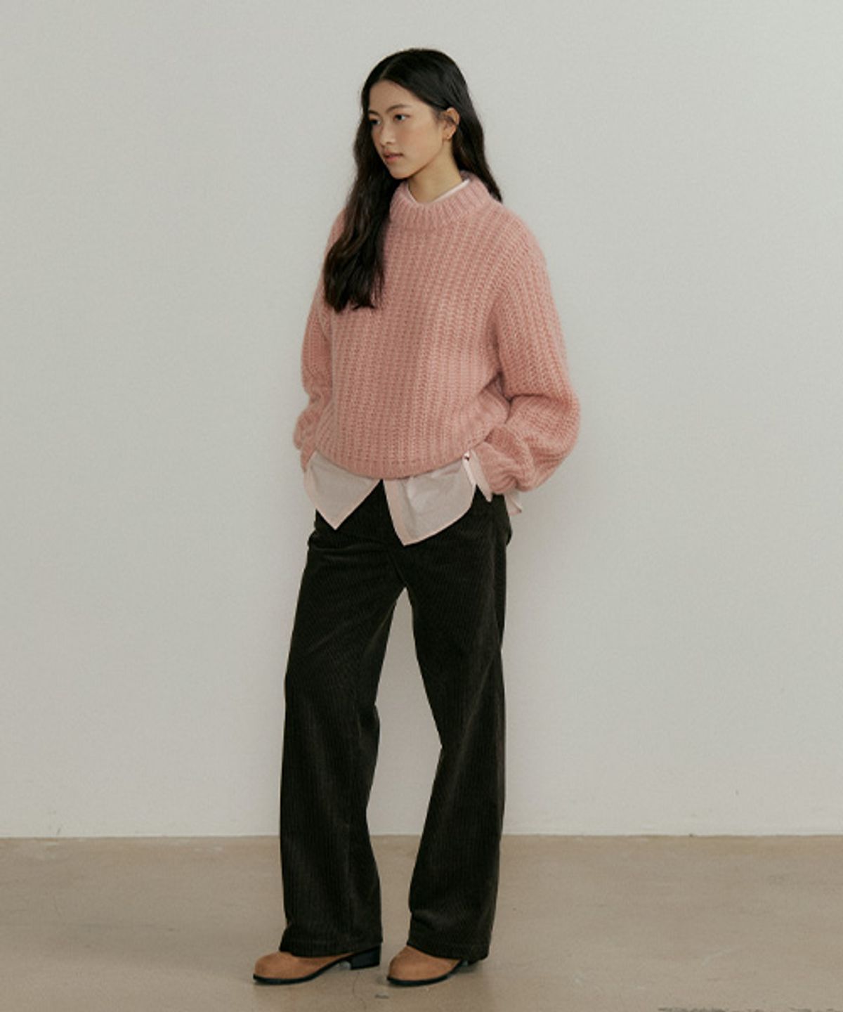 링서울(LINGSEOUL) kid mohair half neck knit-pink