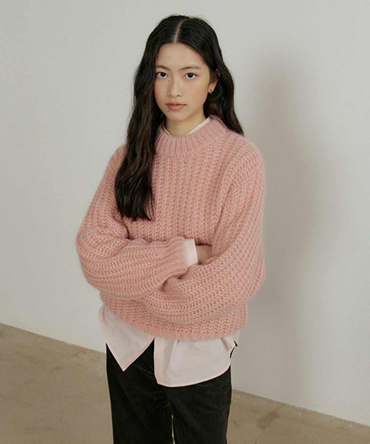 링서울(LINGSEOUL) kid mohair half neck knit-pink