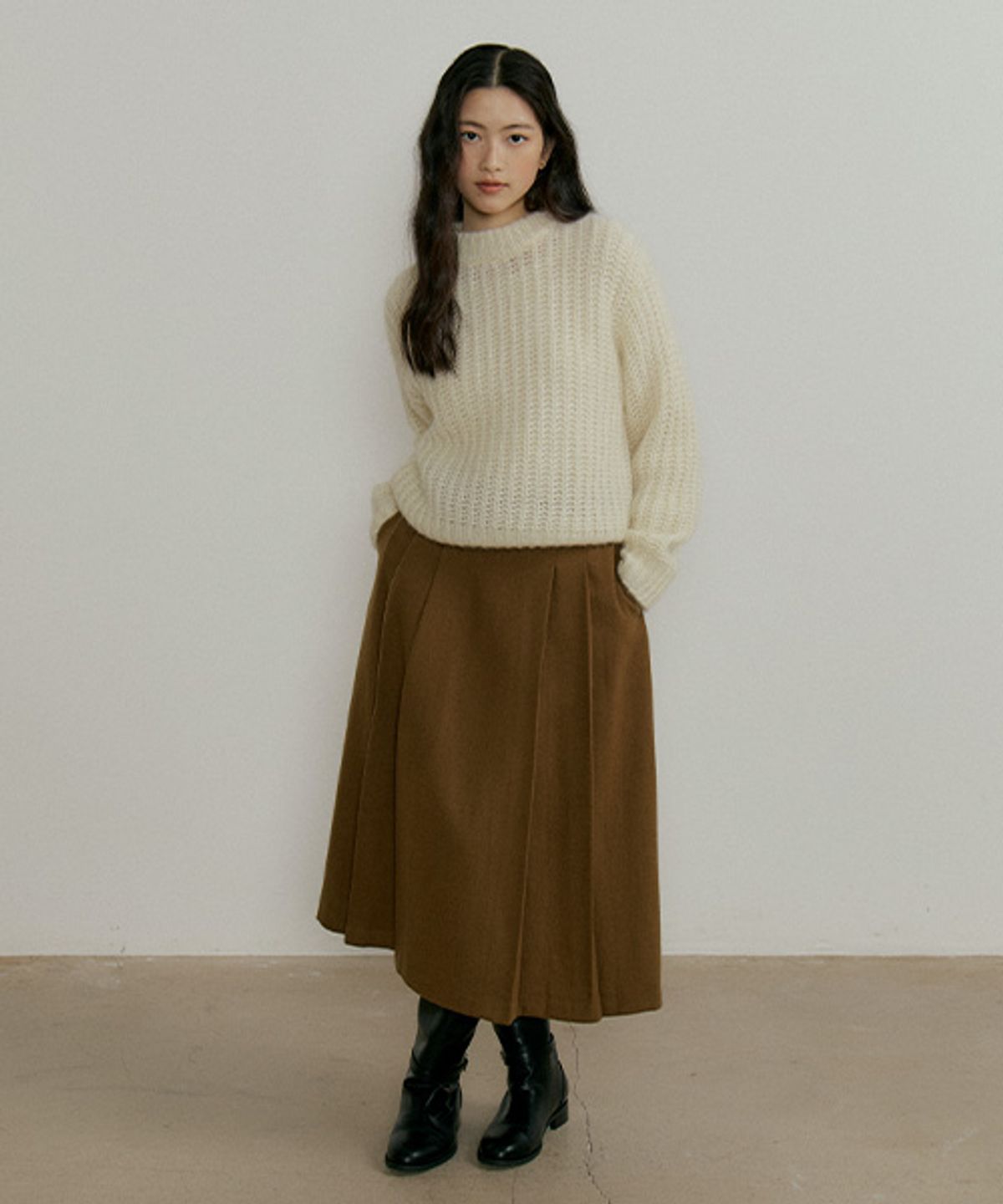 링서울(LINGSEOUL) kid mohair half neck knit-ivory
