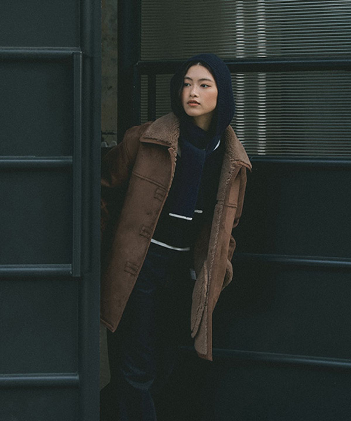 링서울(LINGSEOUL) wool shearling mustang coat-brown