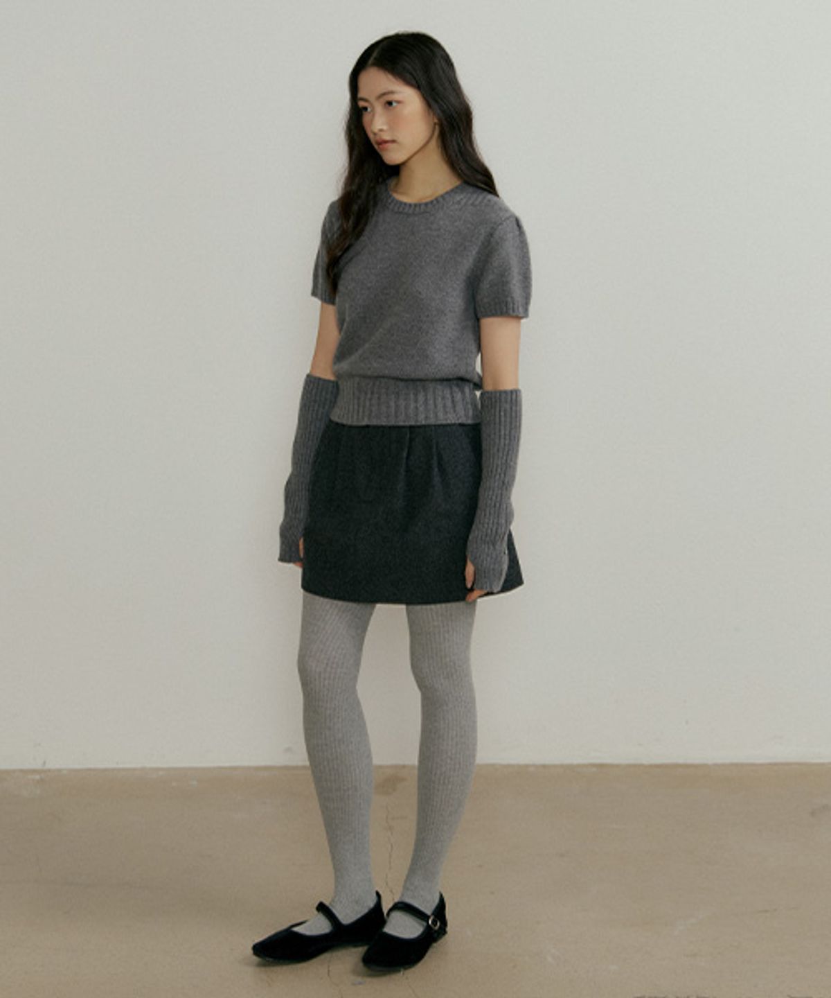 링서울(LINGSEOUL) two button pintuck mini skirt-charcoal