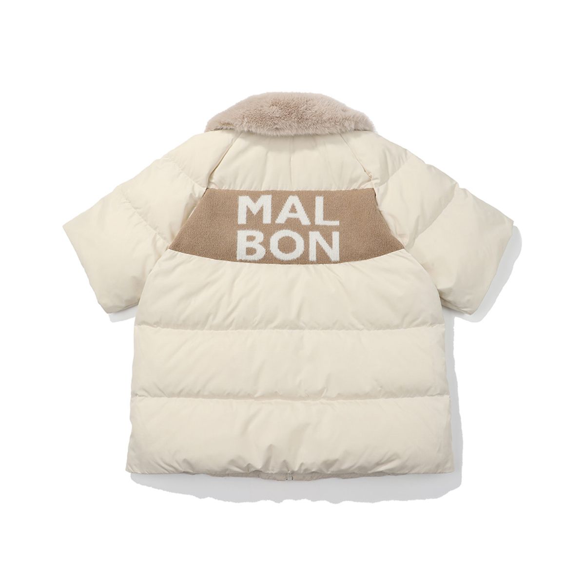 말본 골프(MALBON GOLF) 퍼 트리밍 숏 슬리브 다운 자켓 IVORY (WOMAN)