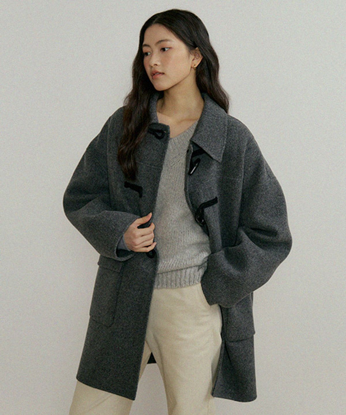 링서울(LINGSEOUL) handmade wool duffle coat-charcoal