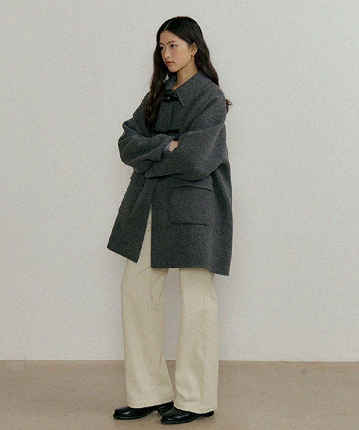 링서울(LINGSEOUL) handmade wool duffle coat-charcoal