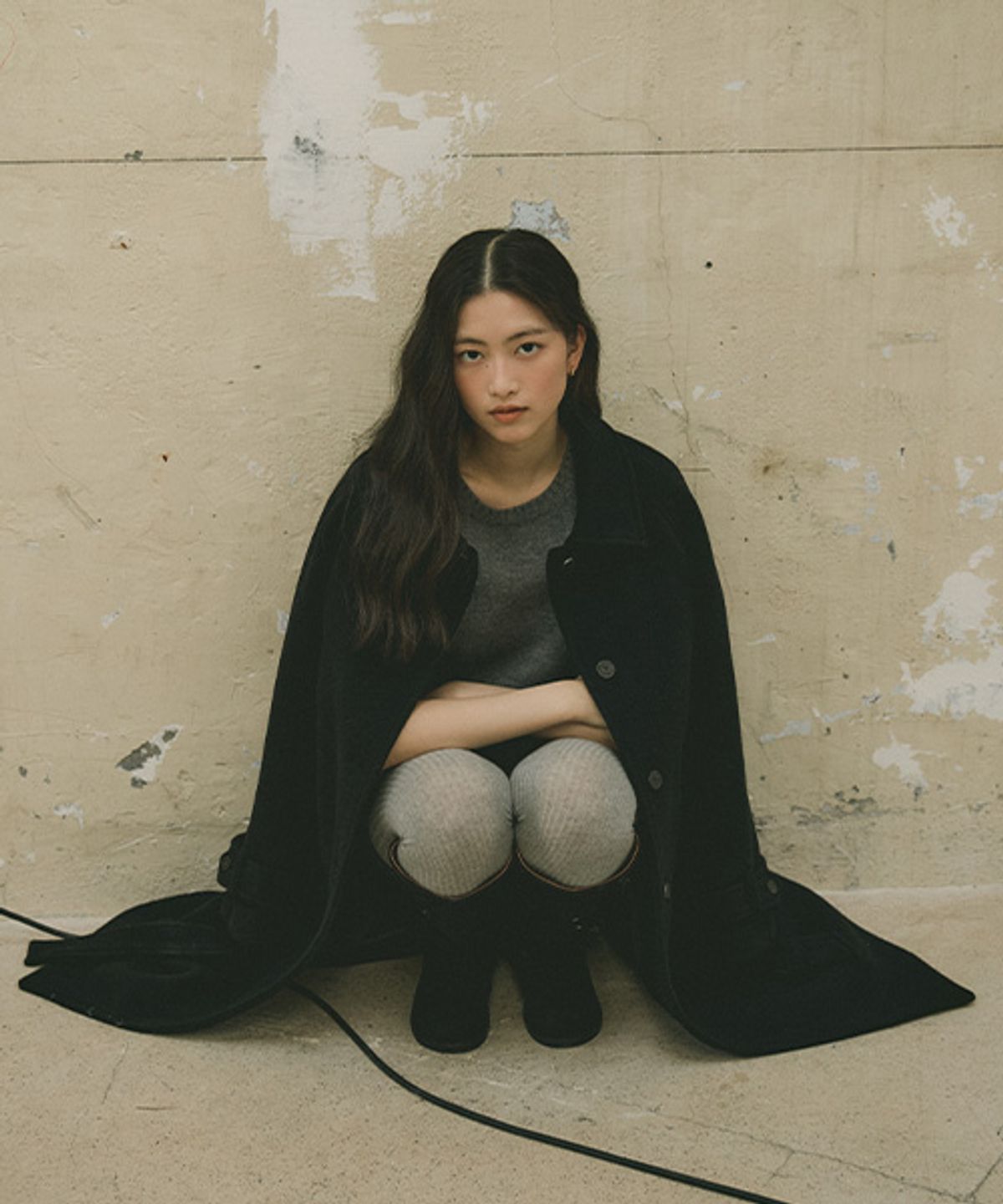 링서울(LINGSEOUL) wool belted balmacan coat-black