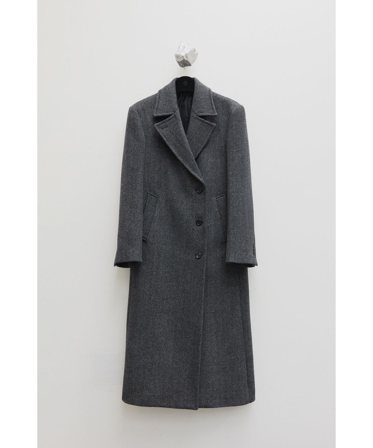 유스(YOUTH) Oversized Double Breasted Coat - Charcoal Grey