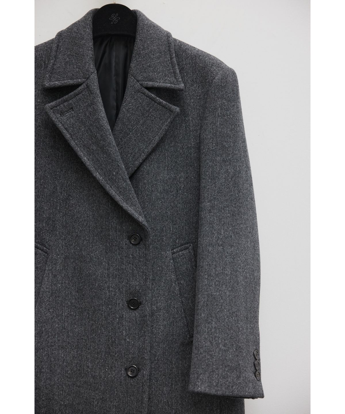 유스(YOUTH) Oversized Double Breasted Coat - Charcoal Grey