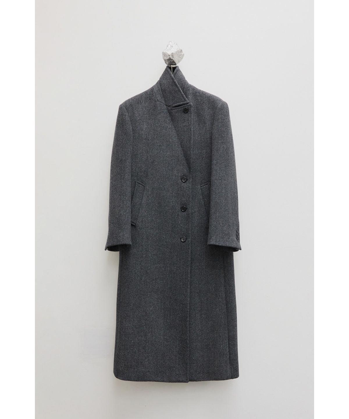 유스(YOUTH) Oversized Double Breasted Coat - Charcoal Grey