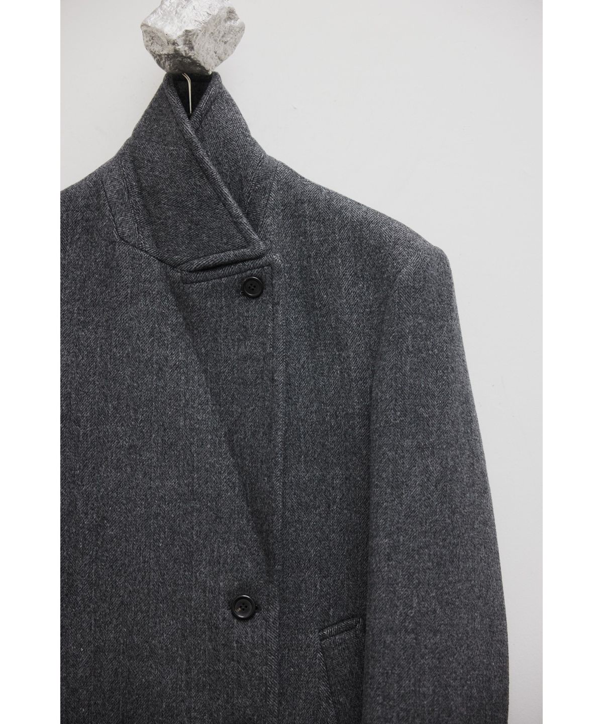 유스(YOUTH) Oversized Double Breasted Coat - Charcoal Grey
