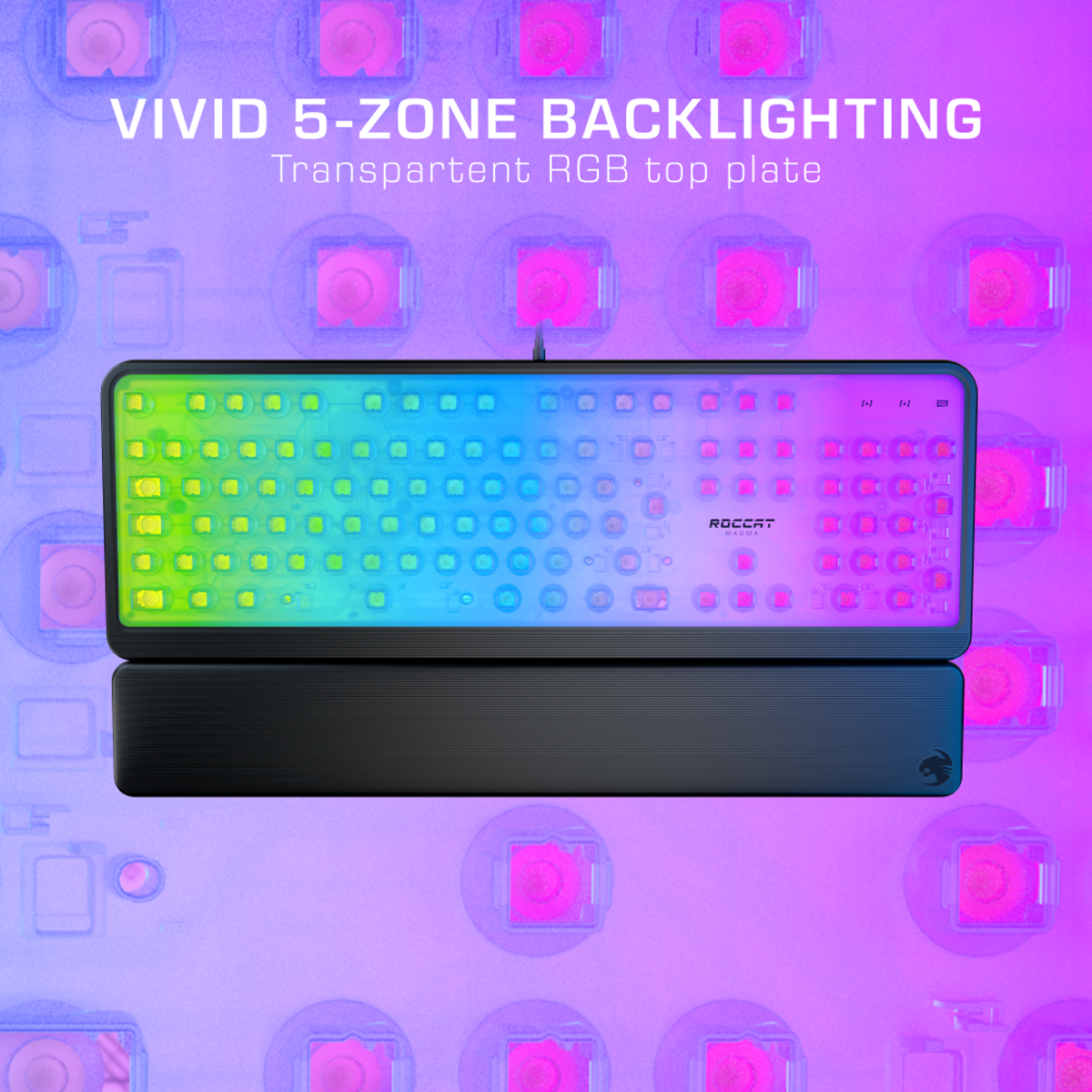 로캣(ROCCAT) 마그마 Magma 저소음 멤브레인 RGB 게이밍 키보드 (영문 자판)