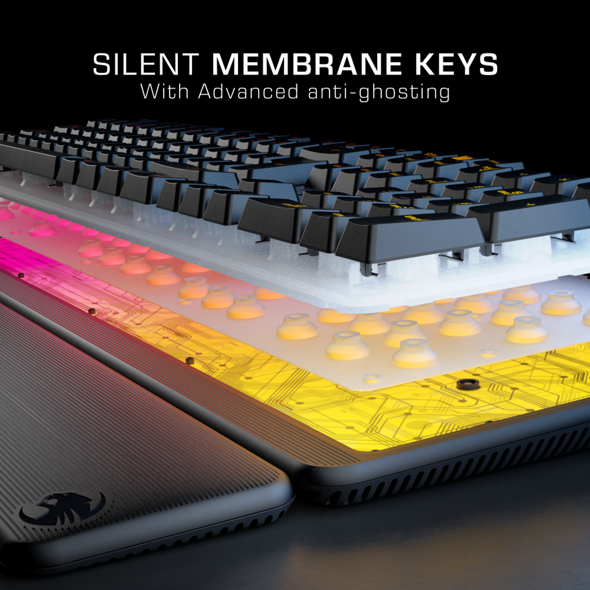 로캣(ROCCAT) 마그마 Magma 저소음 멤브레인 RGB 게이밍 키보드 (영문 자판)