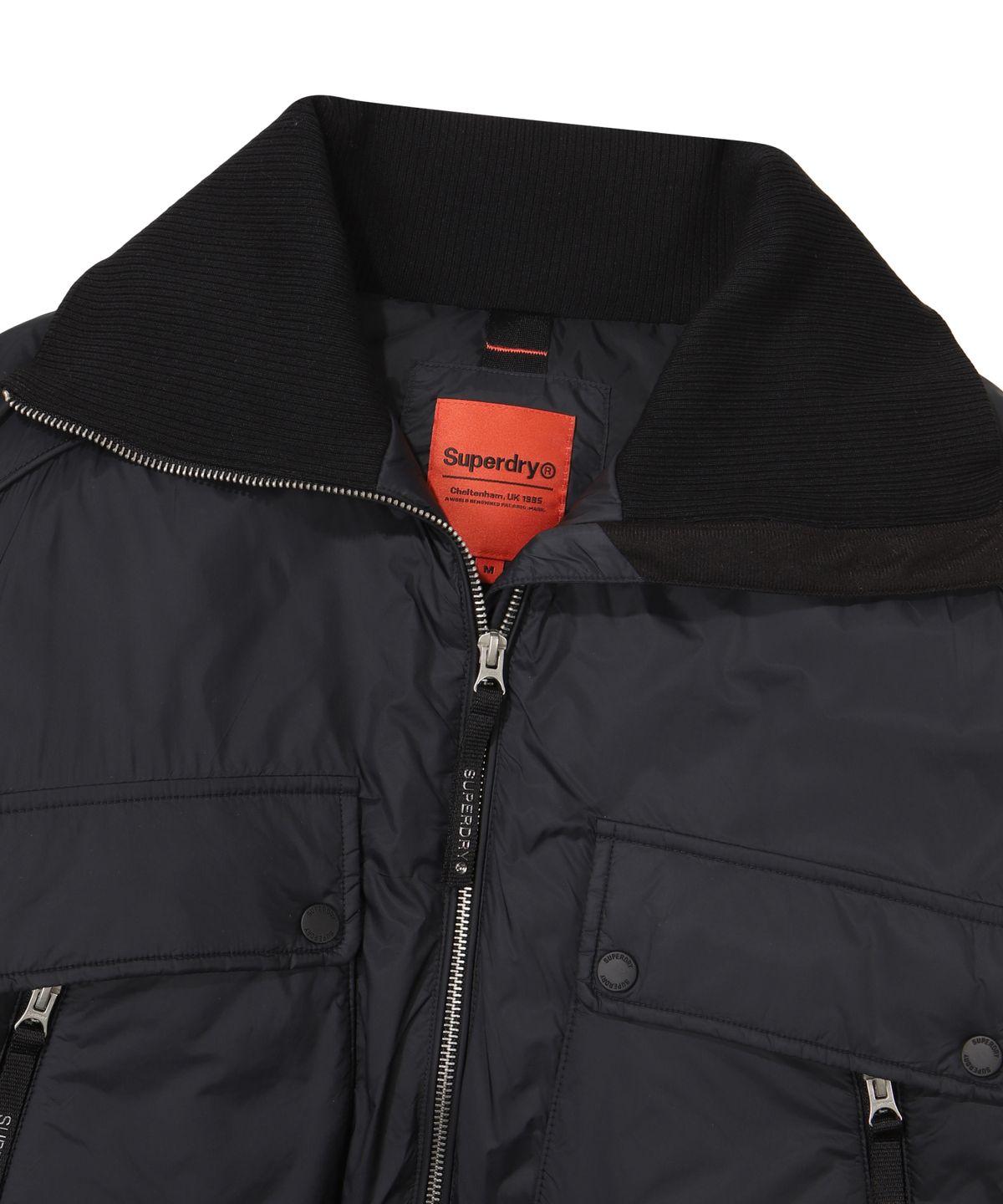 슈퍼드라이(SUPERDRY) W 카라 덕다운 숏패딩 블랙