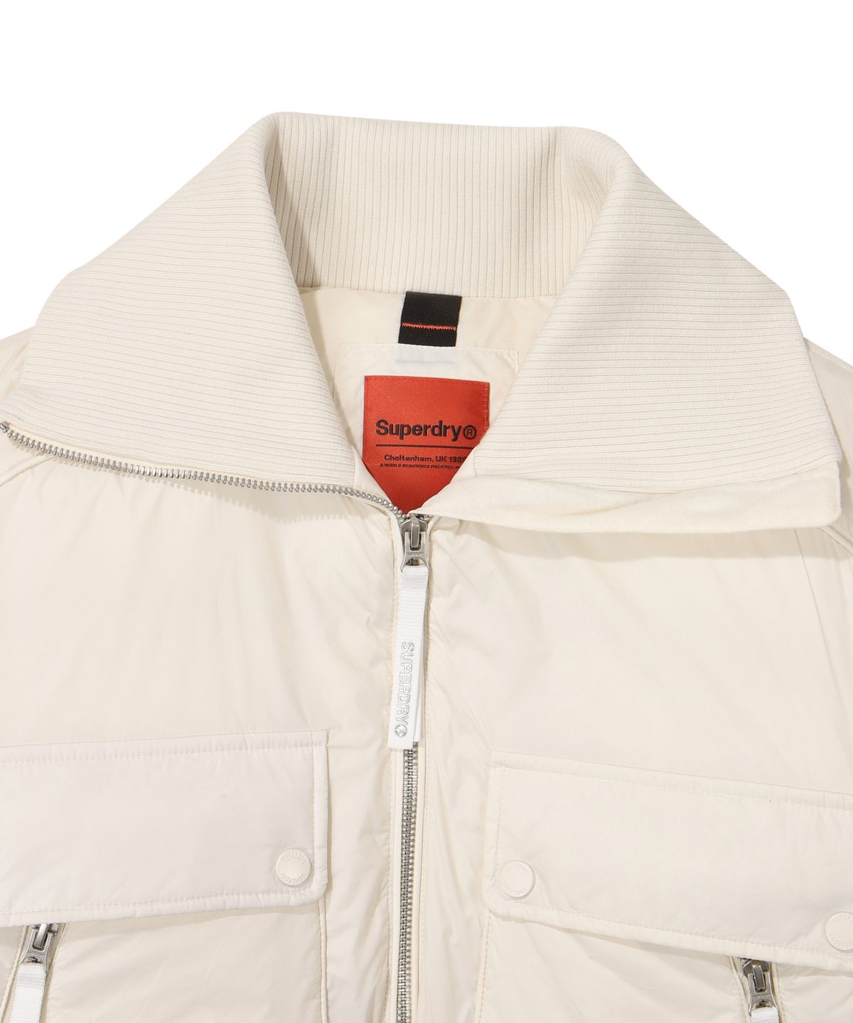 슈퍼드라이(SUPERDRY) W 카라 덕다운 숏패딩 아이보리