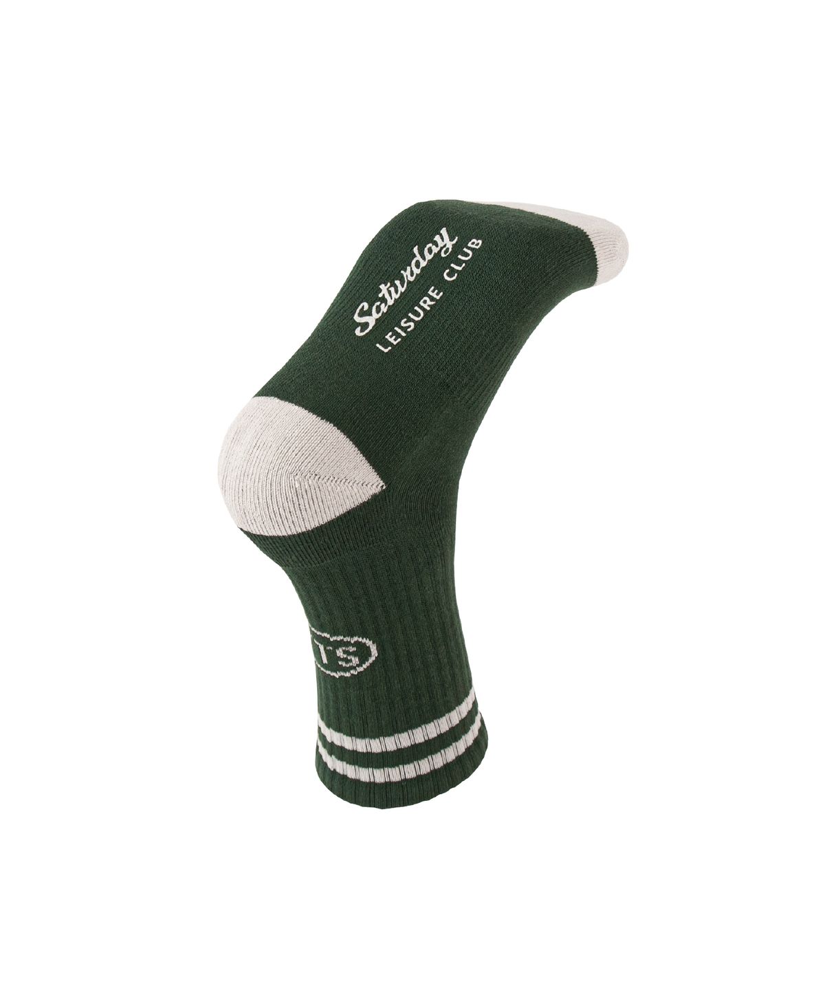 세러데이 레저 클럽(SATURDAY LEISURE CLUB) Leisure Stripe Socks - British Racing Green & Ivory