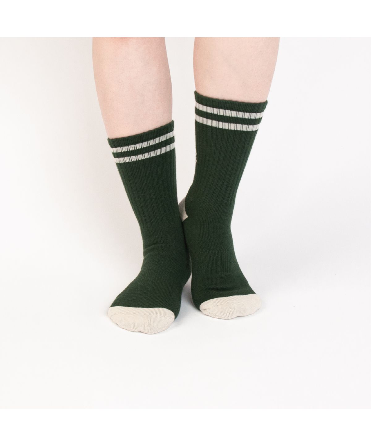 세러데이 레저 클럽(SATURDAY LEISURE CLUB) Leisure Stripe Socks - British Racing Green & Ivory