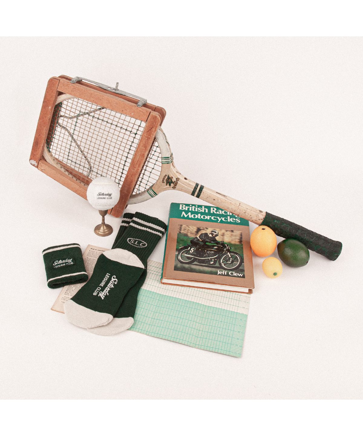 세러데이 레저 클럽(SATURDAY LEISURE CLUB) Leisure Stripe Socks - British Racing Green & Ivory
