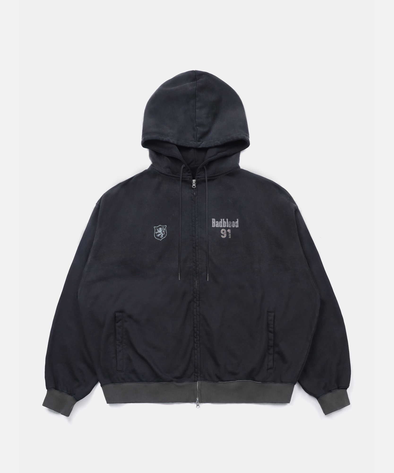 MUSINSA | BADBLOOD Sun Faded 2 Hooded Zip-Up - Black