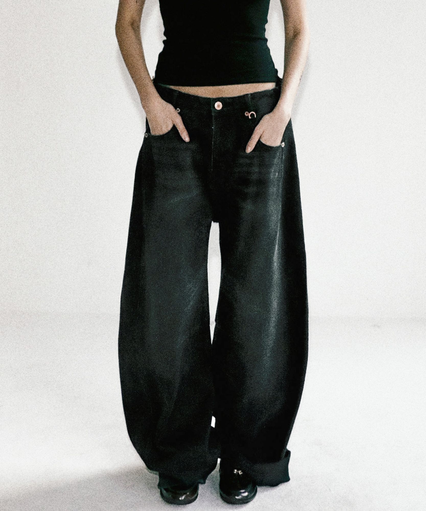 MUSINSA | BADBLOOD Charlie Barrel Jeans - Black