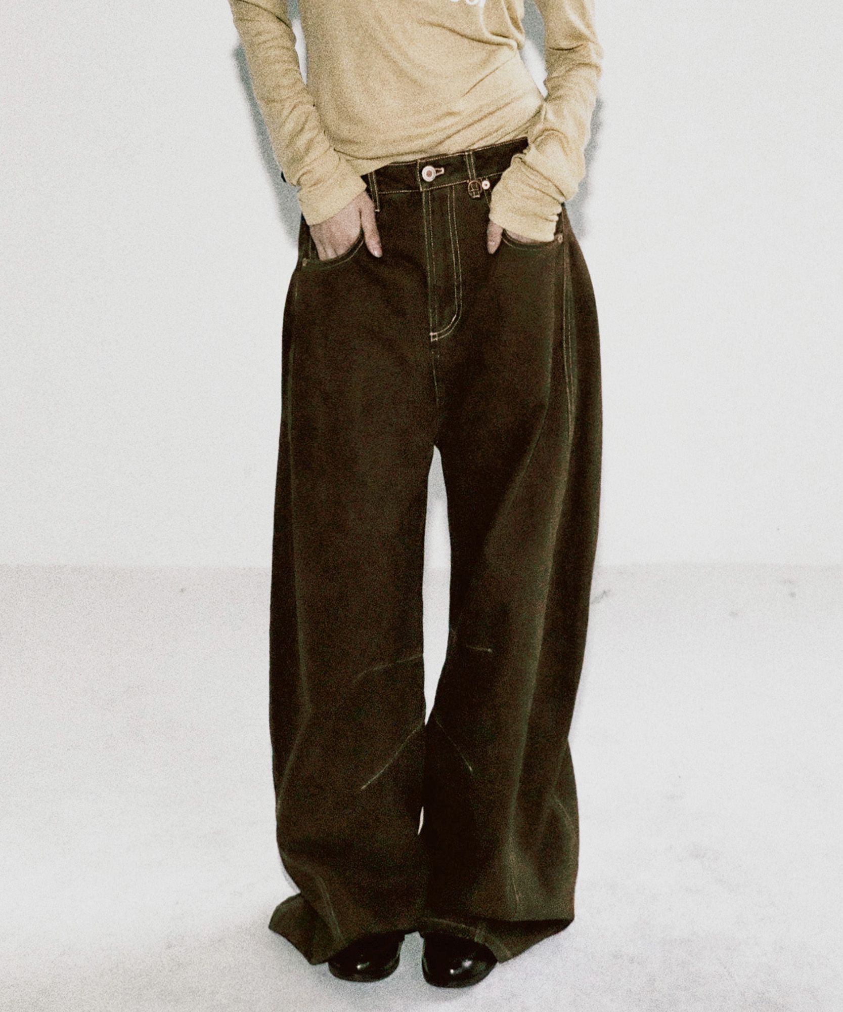 男女共用★BADBLOOD★Noah Barrel Denim Jeans★デニム ジーンズ MUSINSA | BADBLOOD Noah Barrel Denim Jeans - Tobacco