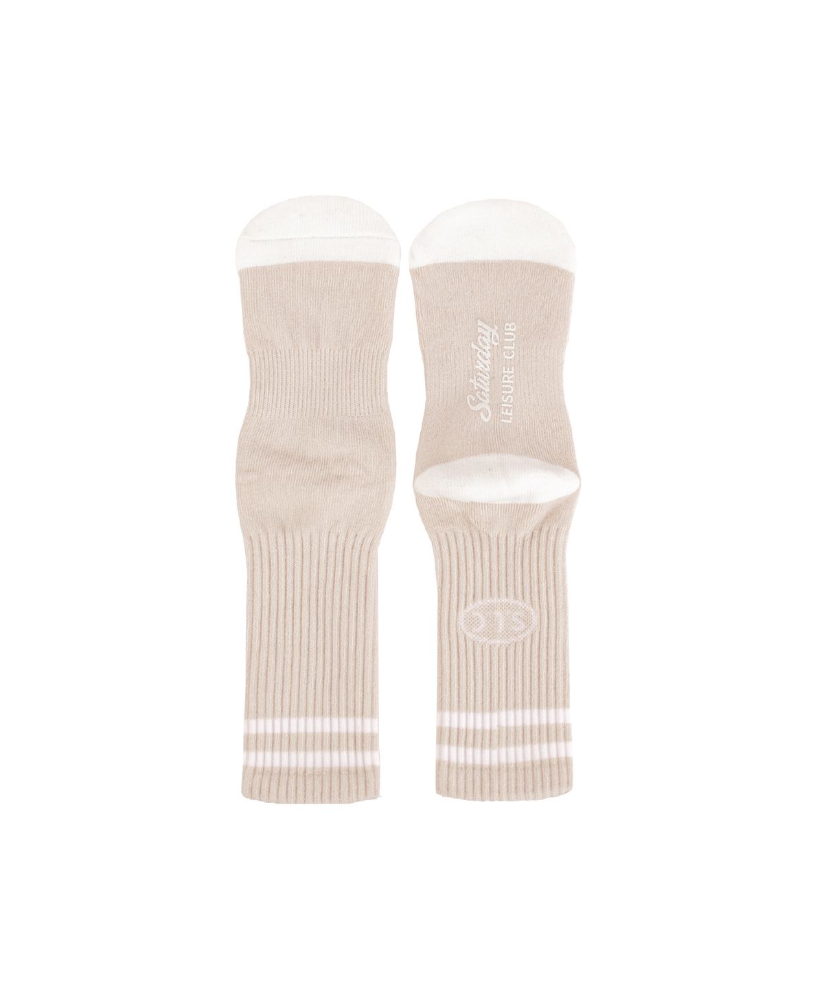 세러데이 레저 클럽(SATURDAY LEISURE CLUB) Leisure Stripe Socks - Light Beige & White