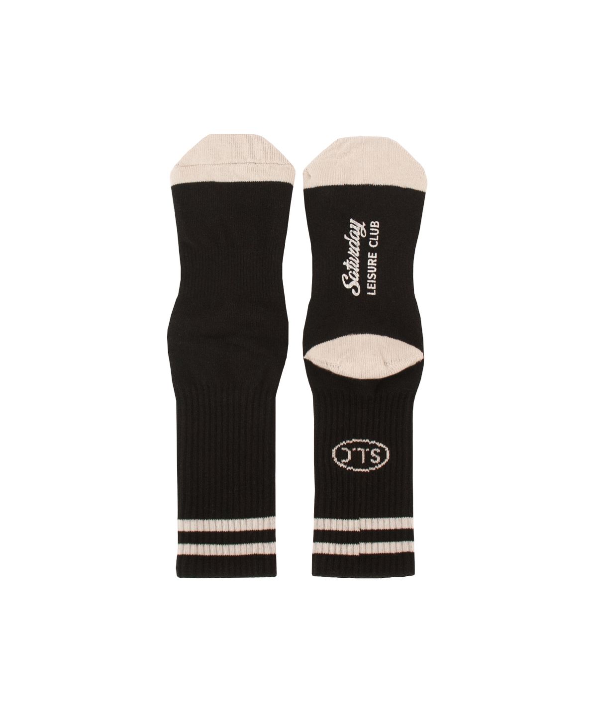 세러데이 레저 클럽(SATURDAY LEISURE CLUB) Leisure Stripe Socks - Black & Ivory