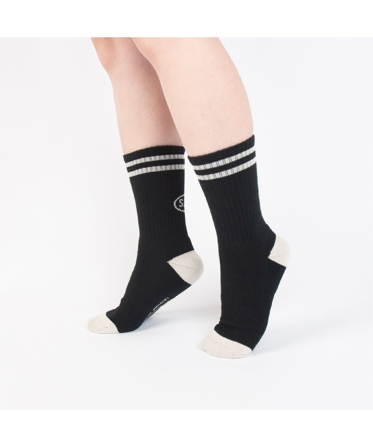 세러데이 레저 클럽(SATURDAY LEISURE CLUB) Leisure Stripe Socks - Black & Ivory