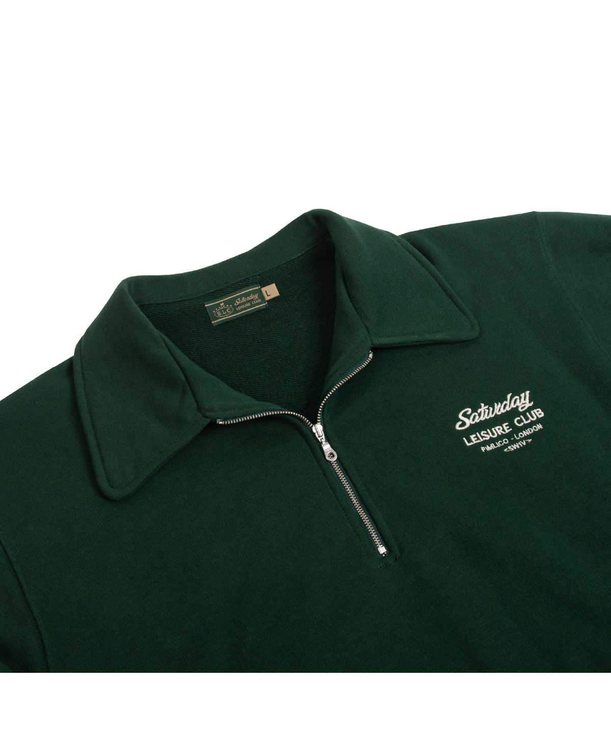 세러데이 레저 클럽(SATURDAY LEISURE CLUB) Saturday Leisure Club Logo Leisure Half Zip-Up Sweatshirt(Unisex) - Green