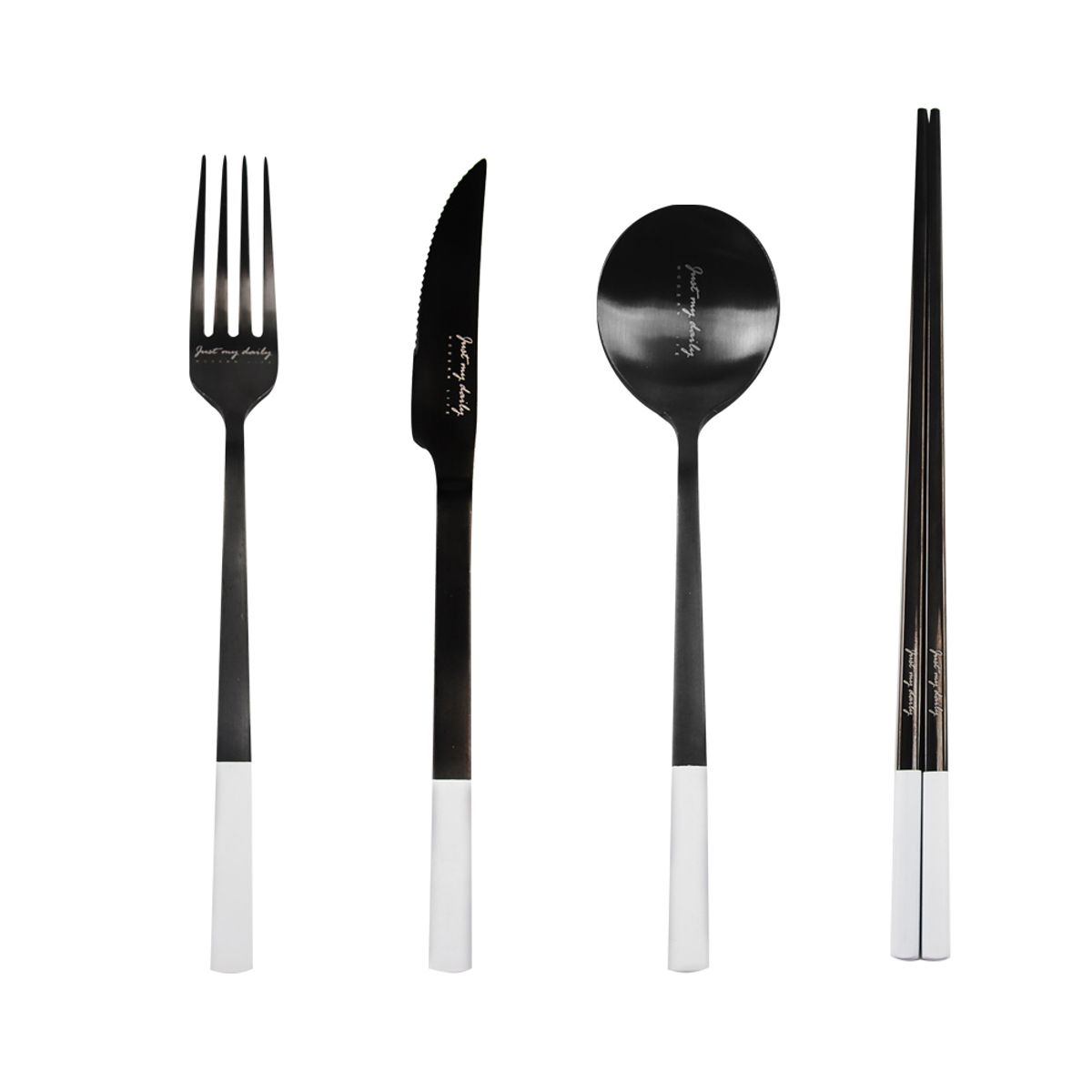 키친구(KITCHENGU) 블랙 투톤 모던 양식기 디너 커트러리 4종세트