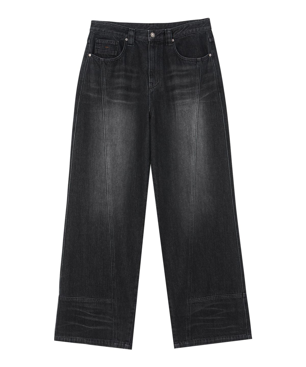 미드선(MIDSUN) Diagonal Rusty Wide Jeans-Black