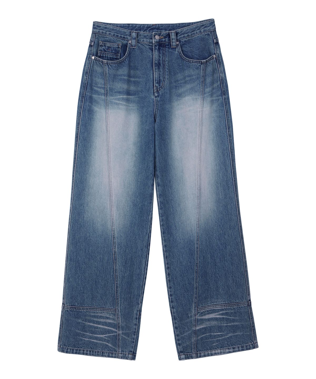 미드선(MIDSUN) Diagonal Rusty Wide Jeans-Blue
