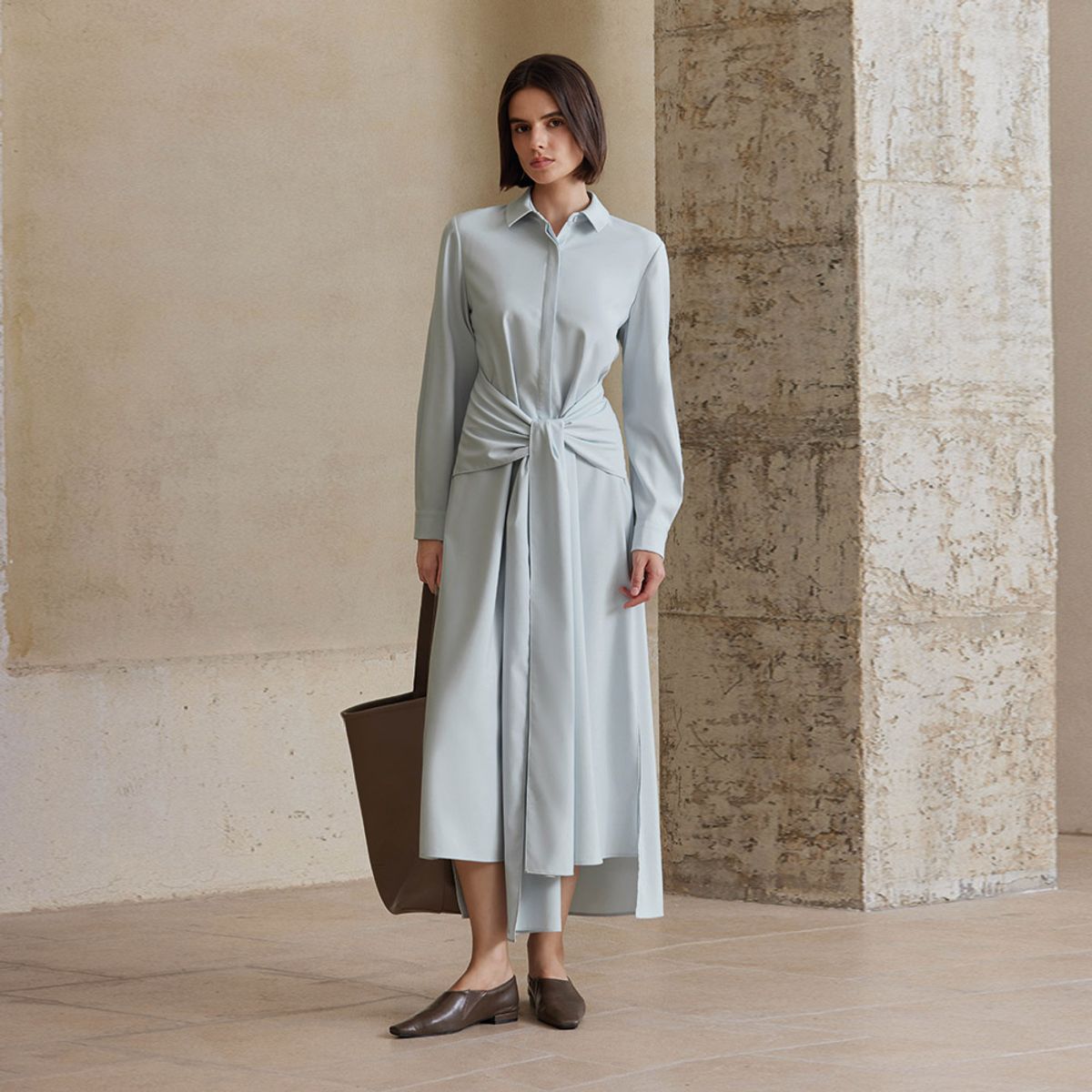 와이와이아이엠(YYIAM) YY_Tie waist shirt dress_2color