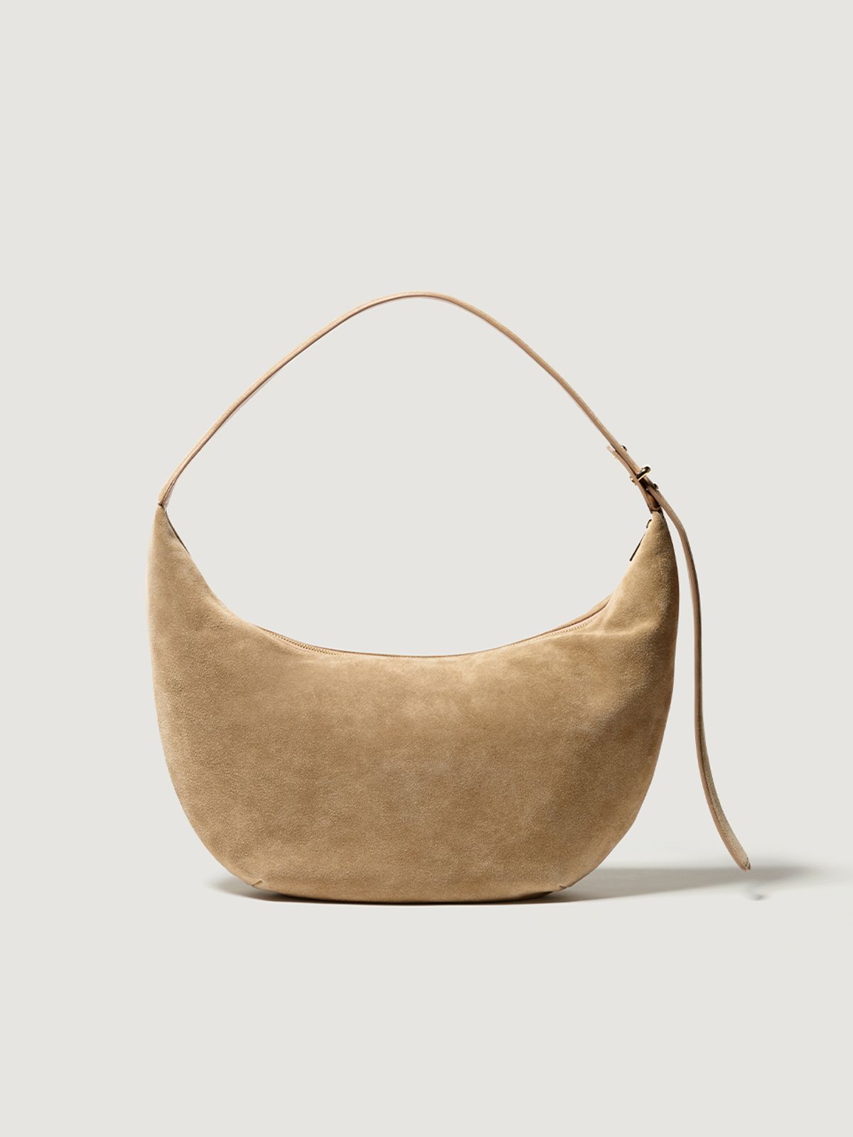 비뮤즈맨션(BEMUSE MANSION) Real suede hobo bag - Sand beige