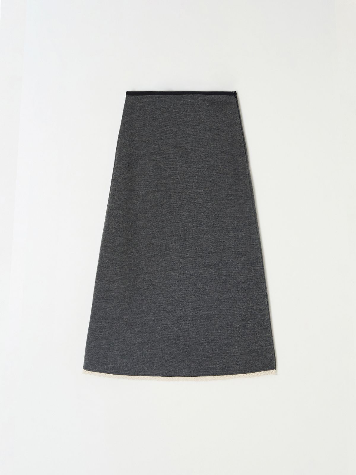 비뮤즈맨션(BEMUSE MANSION) Lace detail A line skirt - Charcoal